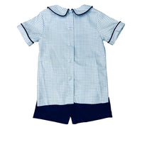ISHTEX BLUE PLAID BOYS SHORT SET