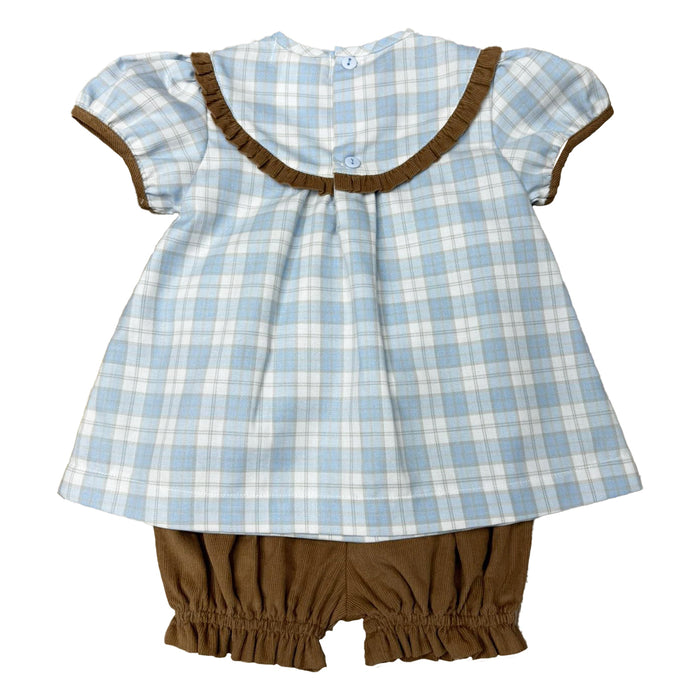 ISHTEX BLUE/KHAKI PLAID BLOOMER SET