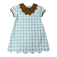 ISHTEX BLUE/KHAKI PLAID DRESS