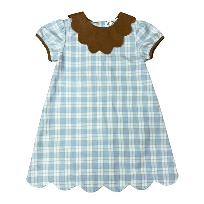 ISHTEX BLUE/KHAKI PLAID DRESS