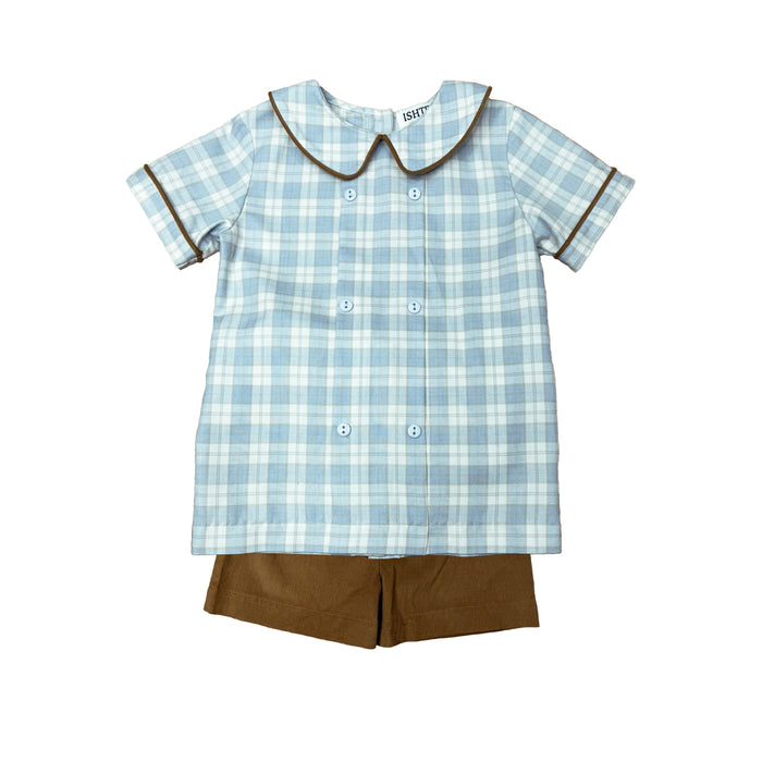 ISHTEX BLUE/KHAKI BOYS SHORTS SET