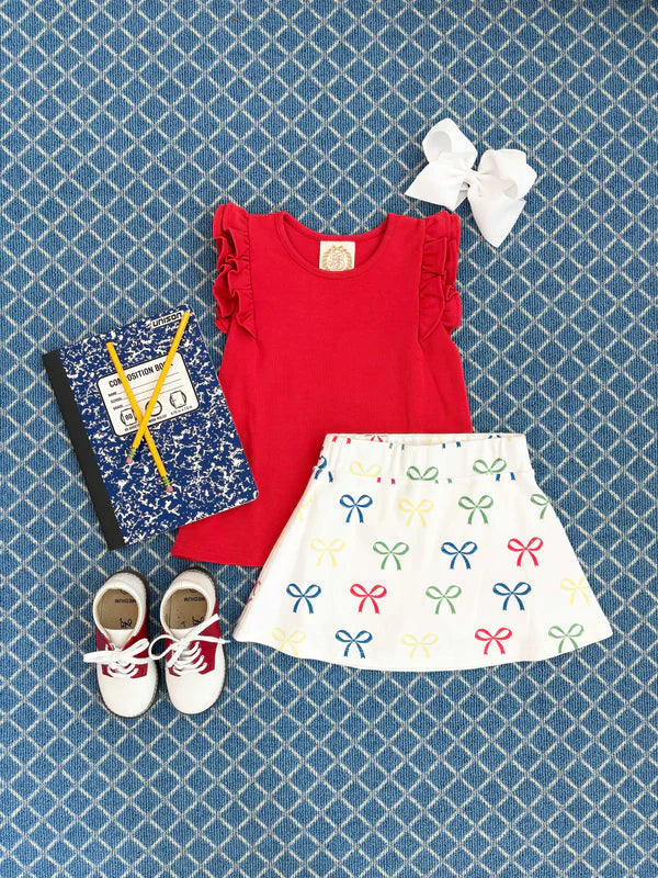 TBBC RUEHLING RUFFLE TOP RICHMOND RED