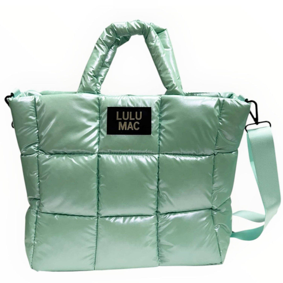 Large Puffer Metallic Handbag Mint