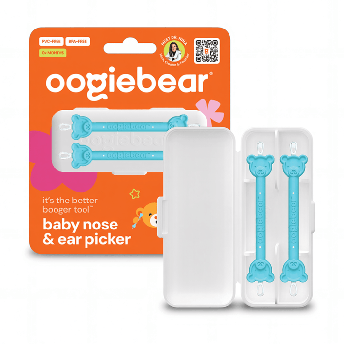 Oogiebear Baby Booger and Ear Wax Picker (2-pack): Raspberry and Seafoam