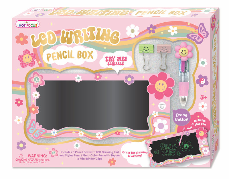 HOT FOCUS LCD WRITING BOARD PENCIL BOX GROOVY FLOWER