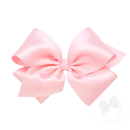 WEE ONES FRENCH SATIN BOW WITH KNOT WRAP LPK