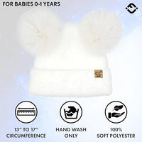 INFANT DOUBLE POM CHENILLE BEANIE IVORY