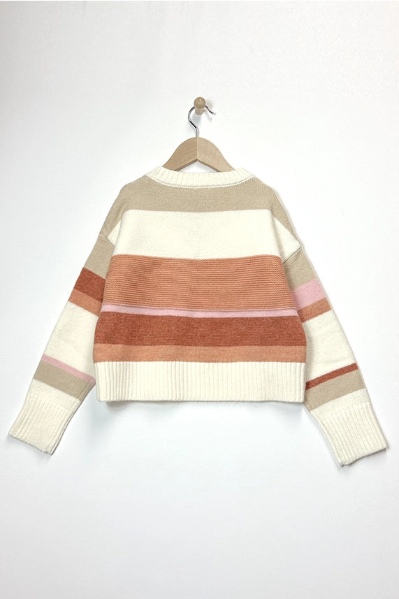 HEART AND ARROW TWEEN ROUND NECK CROPPED SWEATER
