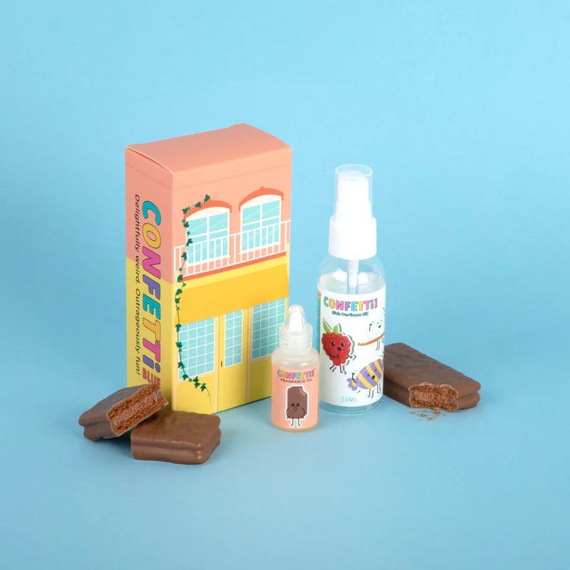 CONFETTI BLUE CHOCOLATE BISCUIT MINI PERFUME MAKING KIT