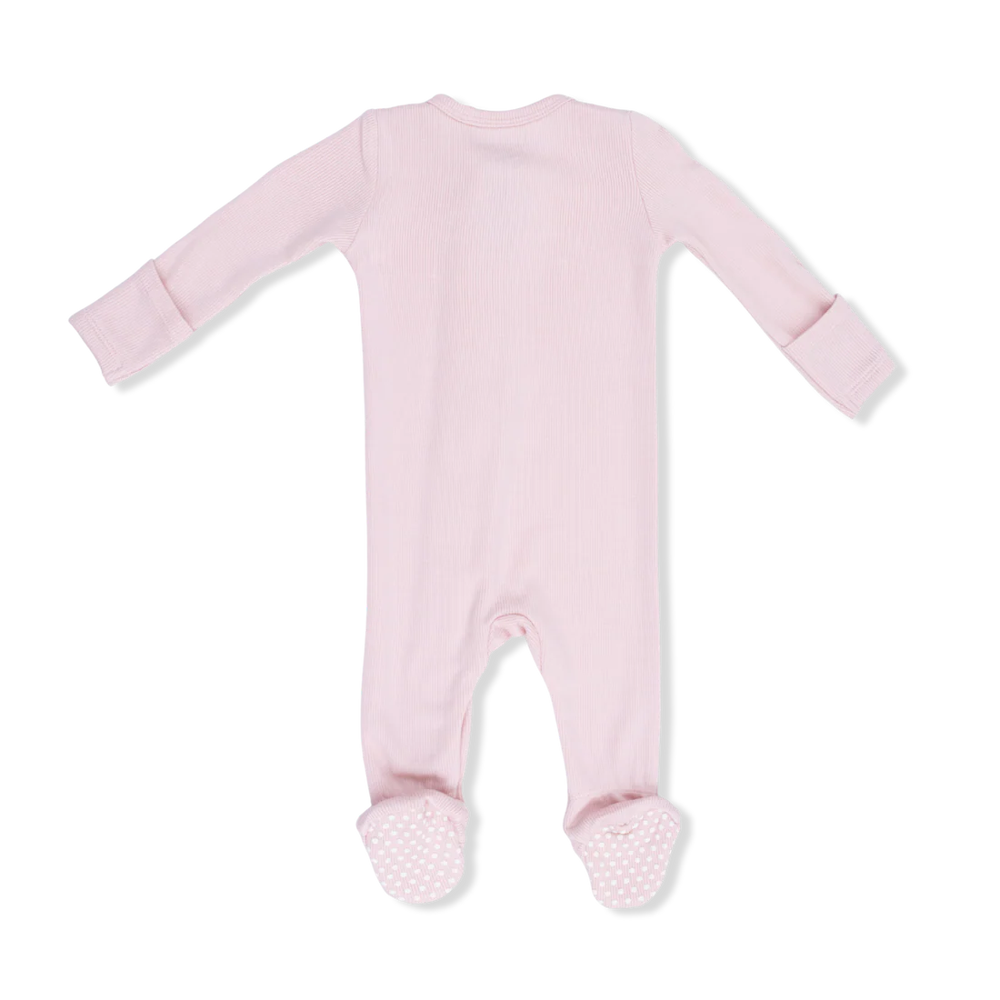 SOLID VEILED PINK RIB 2 WAY ZIPPER FOOTIE