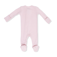 SOLID VEILED PINK RIB 2 WAY ZIPPER FOOTIE