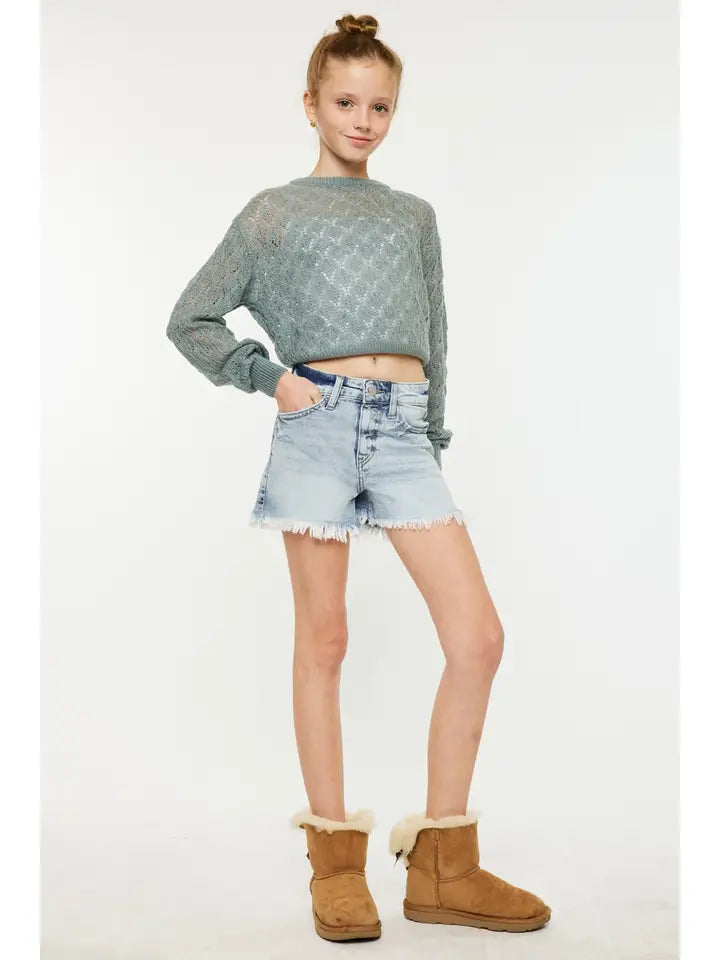 GIRLS HIGH RISE MOM SHORT