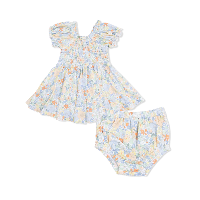 GEORGIA FLORAL SMOCKED TWIRLY DRESS AND BLOOMER