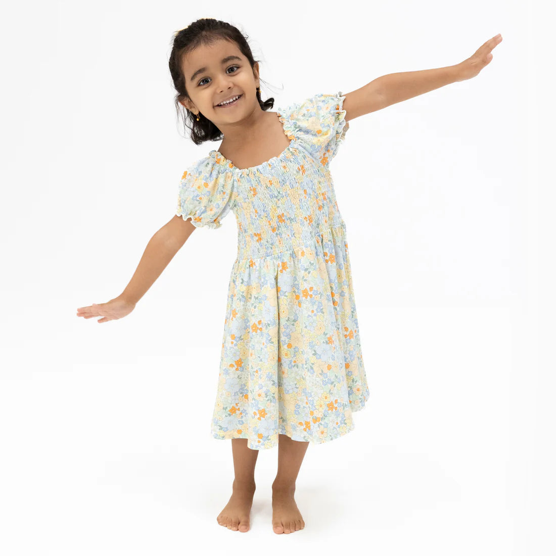 GEORGIA FLORAL SMOCKED TWIRLY DRESS AND BLOOMER