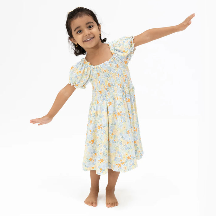 GEORGIA FLORAL SMOCKED TWIRLY DRESS AND BLOOMER