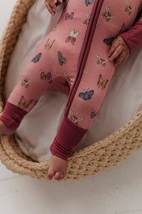 Babysprouts Long Sleeve Zip Romper in Butterfly Bloom