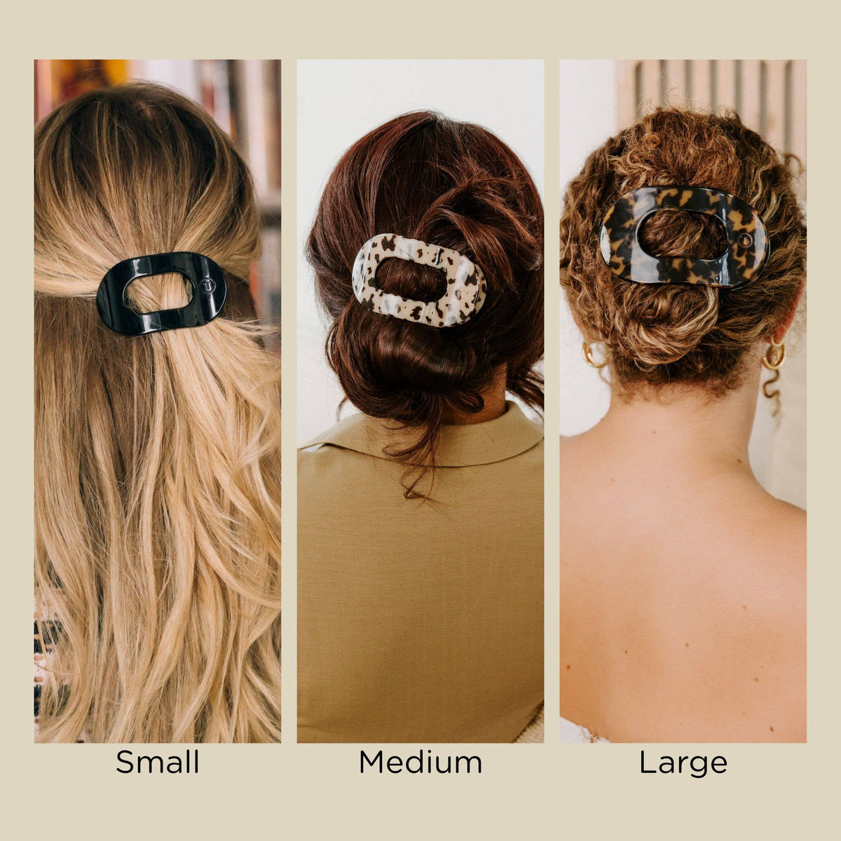 Round Flat Hair Clip Small Jet Black