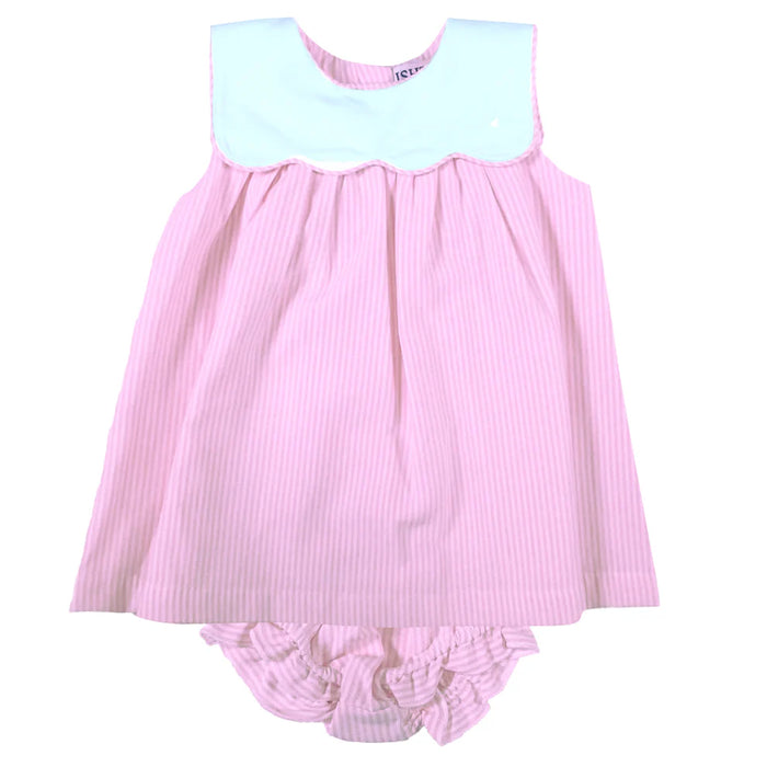 PINK STRIPE POPLIN INFANT DRESS