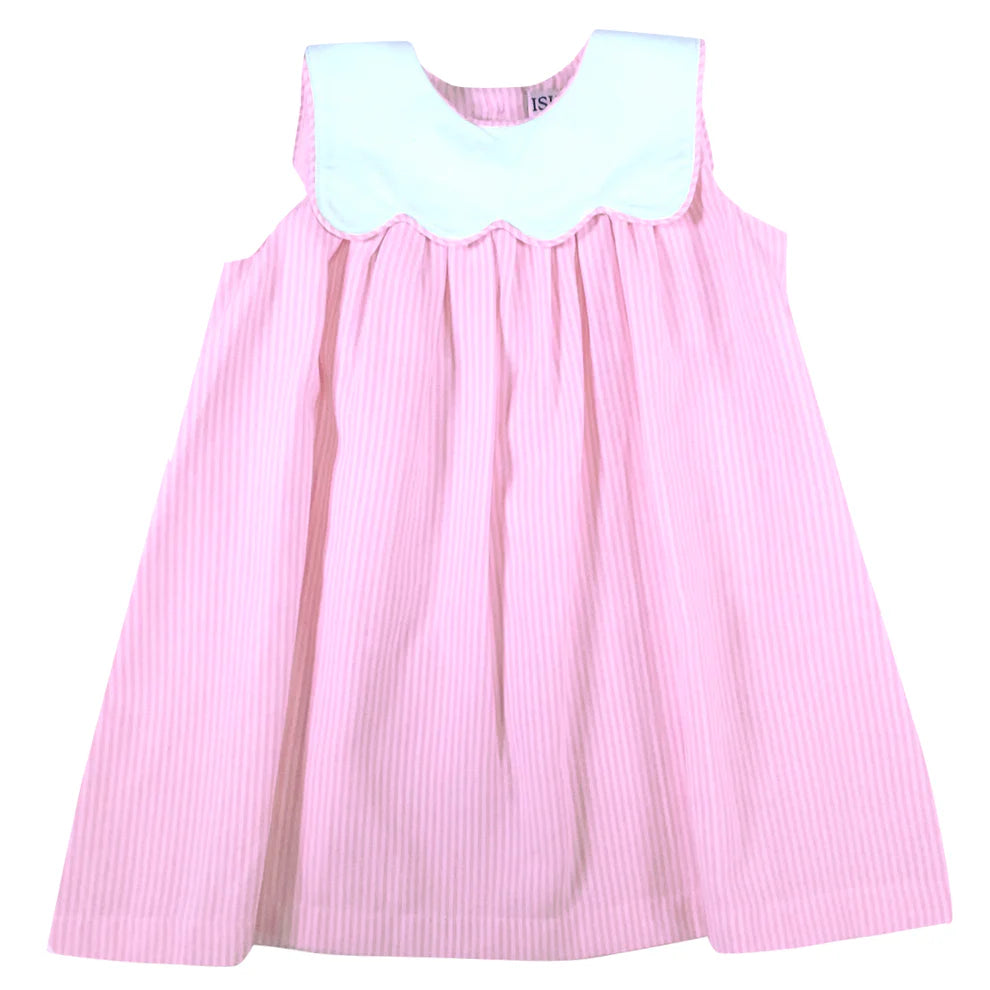 PINK STRIPE POPLIN DRESS