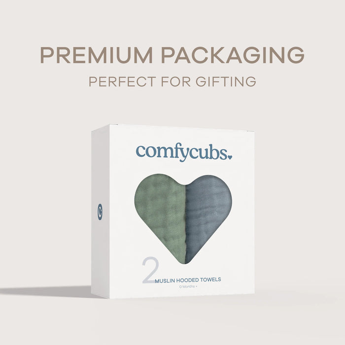 COMFY CUBS HOODED TOWELS PACK OF 2 PACIFIC BLUE AND FERN