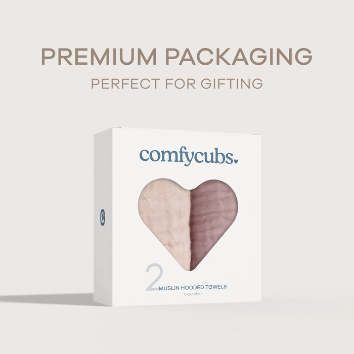 COMFY CUBS HOODED TOWELS PACK OF 2 MAUVE AND BLUSH