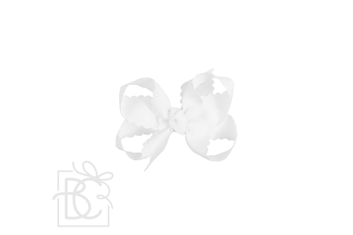 Scalloped Edge Bow Medium White