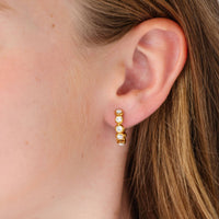 Pip Pop Post Bold Bezeled Diamond Hoop - Hypoallergenic, Flat Back