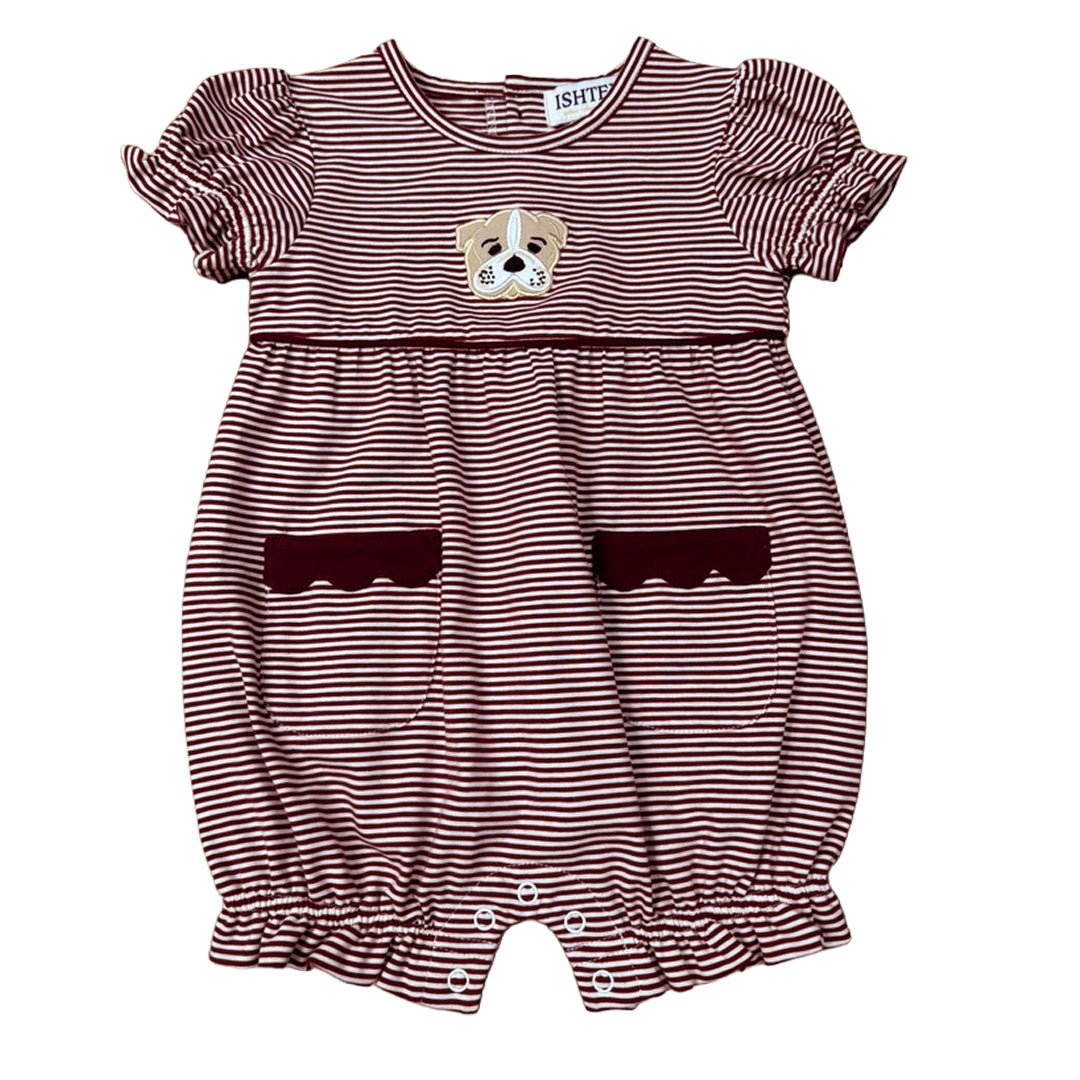 Maroon Bulldog Girls Romper
