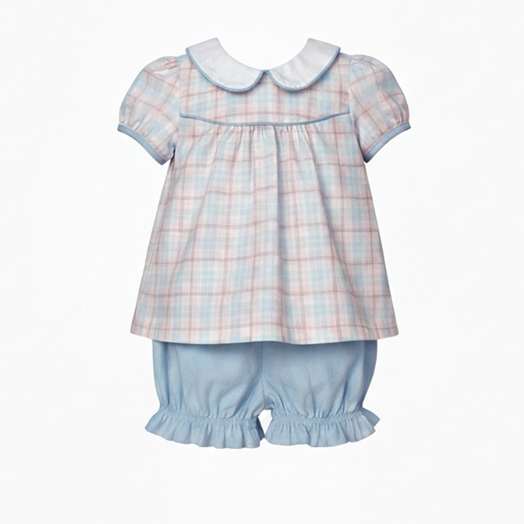 Pink/Blue Plaid Bloomers Set