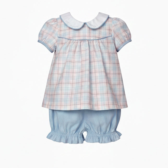 Pink/Blue Plaid Bloomers Set