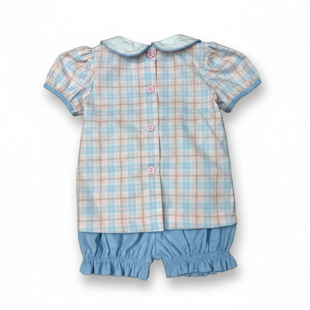 Pink/Blue Plaid Bloomers Set