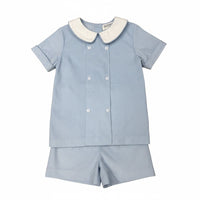 Blue Corduroy Short Set