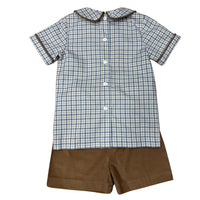 Blue/Khaki Plaid Shorts Set