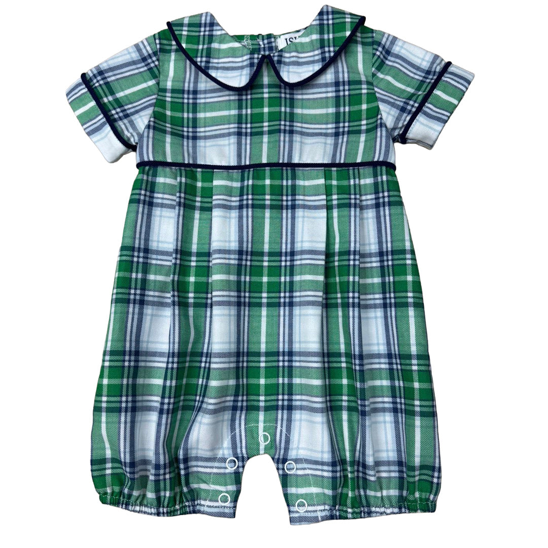 Navy/Green Plaid Romper