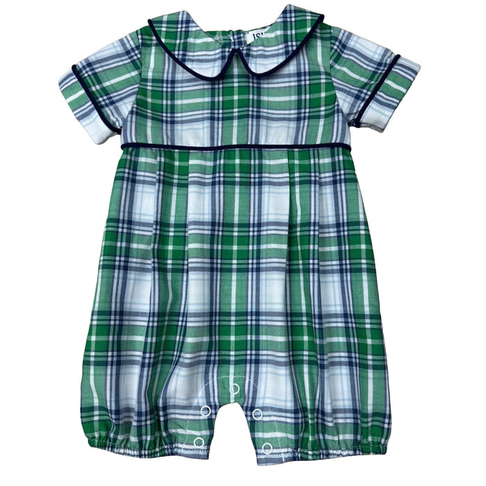 Navy/Green Plaid Romper