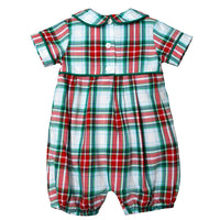 Ishtex Red/Green Plaid Boy's Romper
