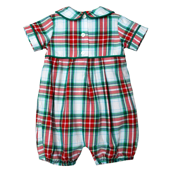 Ishtex Red/Green Plaid Boy's Romper