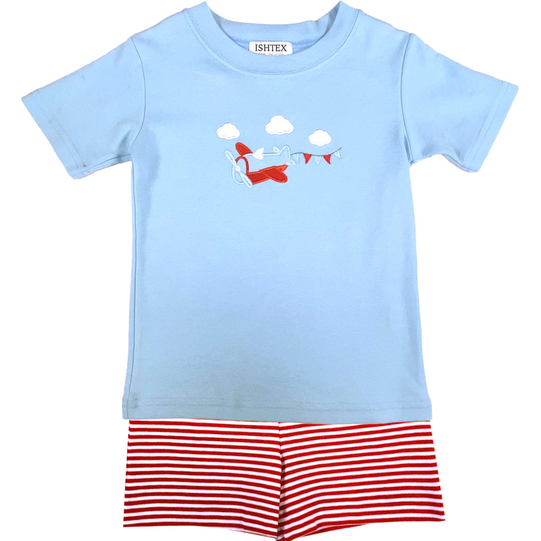 AIRPLANE BOYS SHORT SET