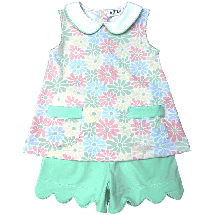 RETRO FLOWER GIRLS SHORT SET