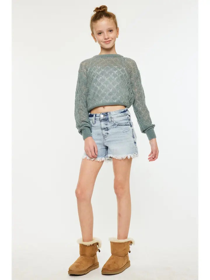 GIRLS HIGH RISE MOM SHORT