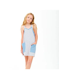 Striped Mini dress with Inner Romper Light Blue