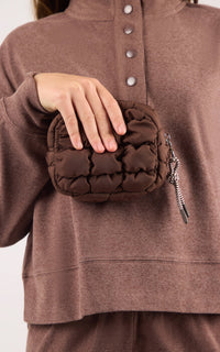 Tween Girls Mock Neck Pullover Set with Bubble Bag Brown