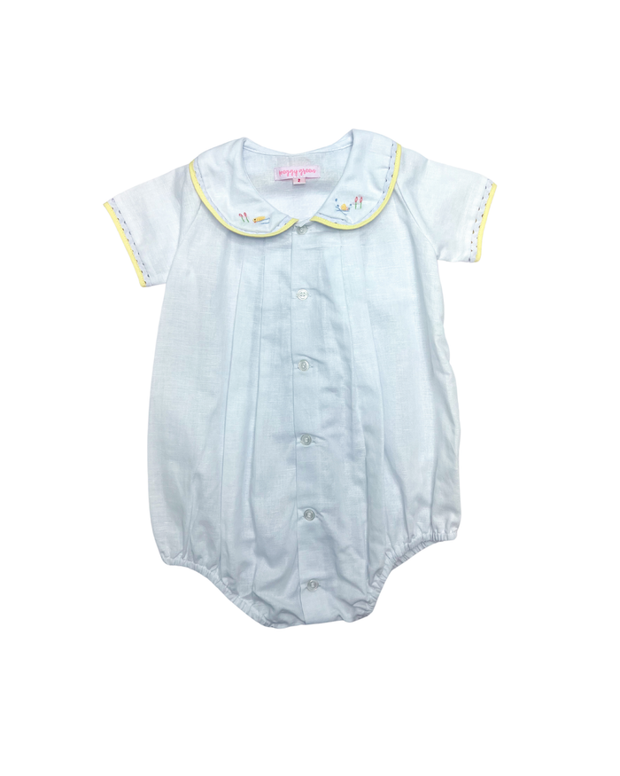 PERCY & TYNE BOYS EMBROIDERED PLEAT BUBBLE WHITE W/DUCKS