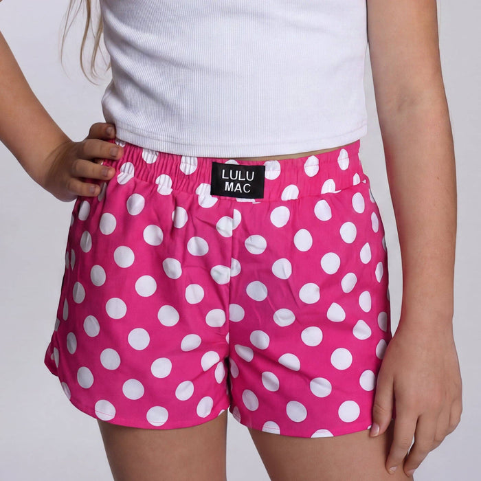 Polka Dot Kids Shorts Hot Pink