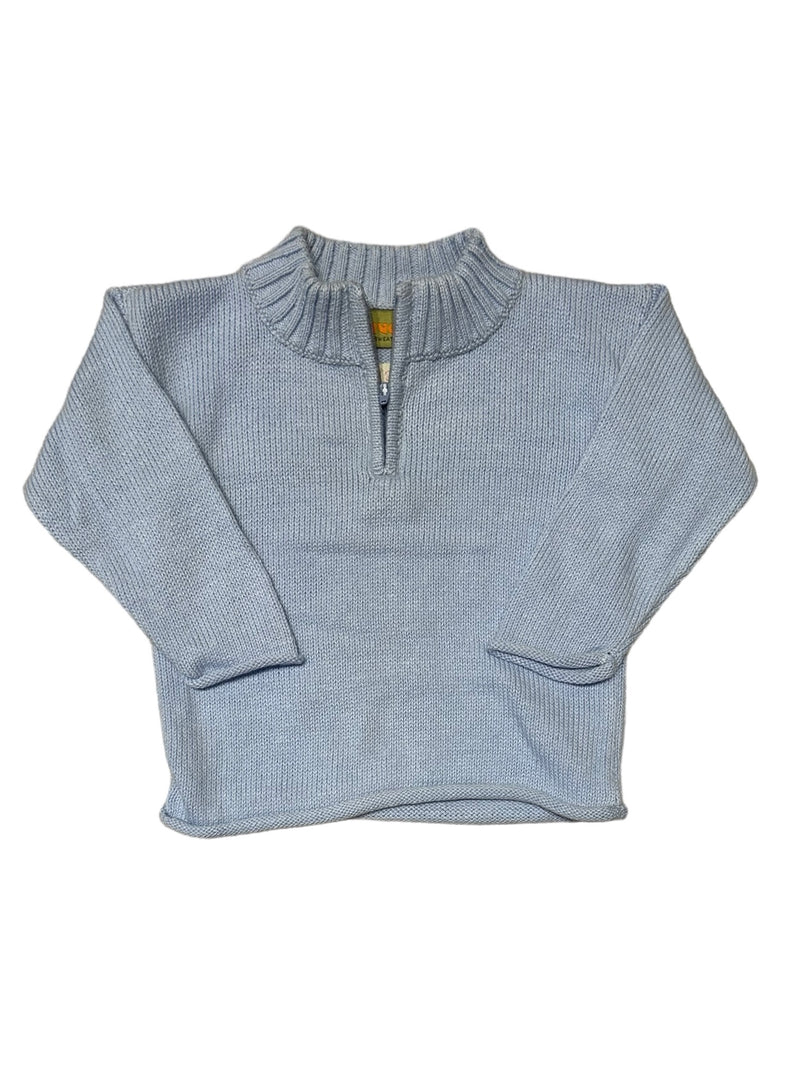 CLAVER MOCK NECK QUARTER ZIP SWEATER SKY BLUE