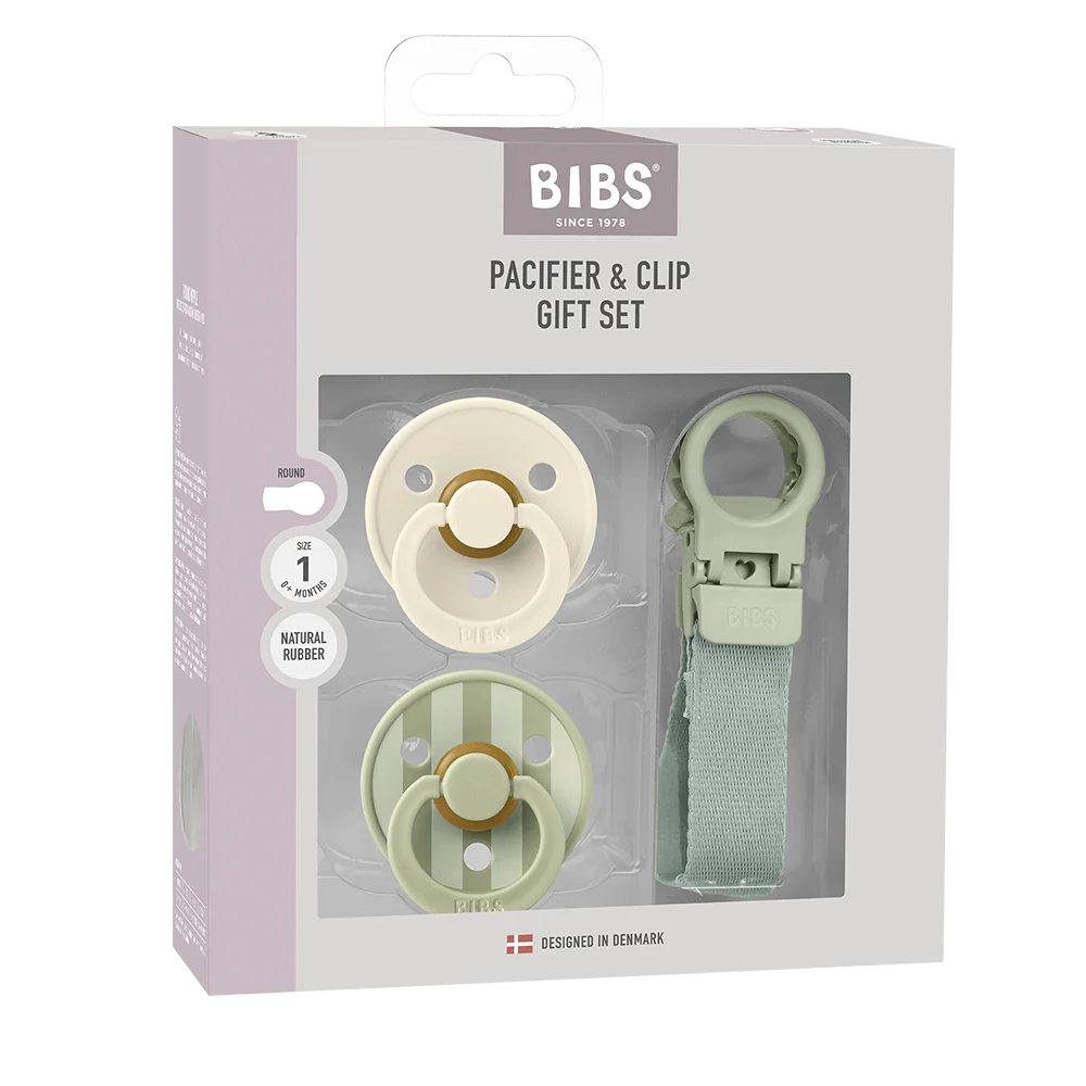 Colour Pacifier & Loop Clip Gift Set Sage
