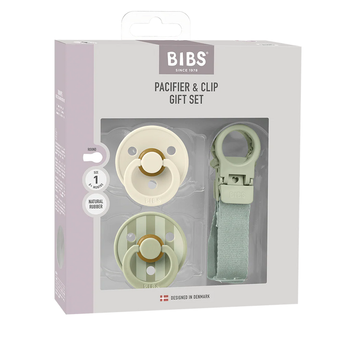Colour Pacifier & Loop Clip Gift Set Sage