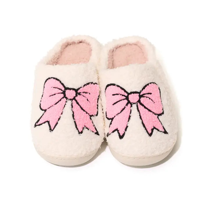 PLUSH BOW SLIPPERS FOR TWEENS