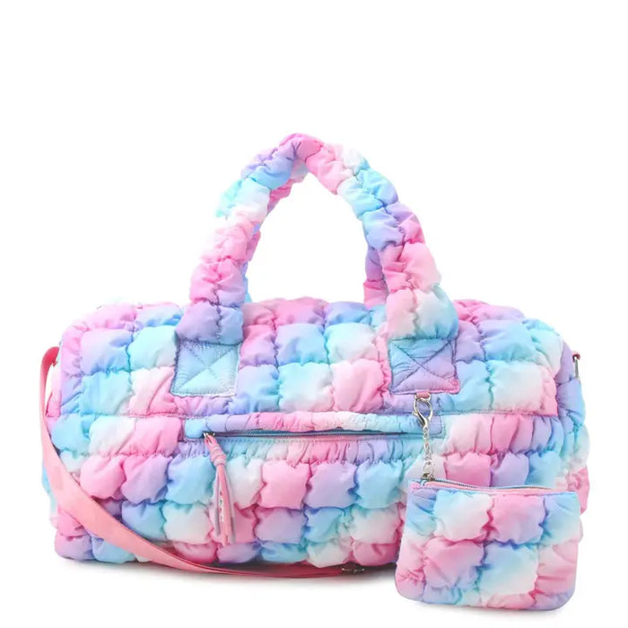 OMG ACCESORIES QUILTED SCRUNCHIES LARGE DUFFLE BAG