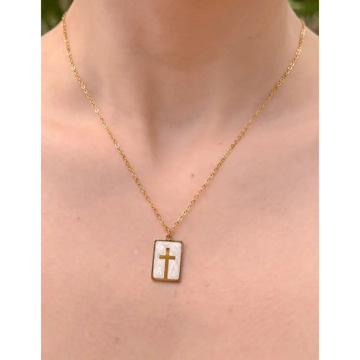 ELEVATED FAITH ENAMEL CROSS NECKLACE